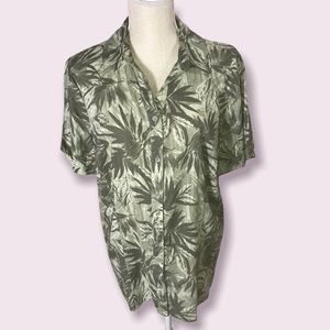 Palm Tree Print Button Down Shirt